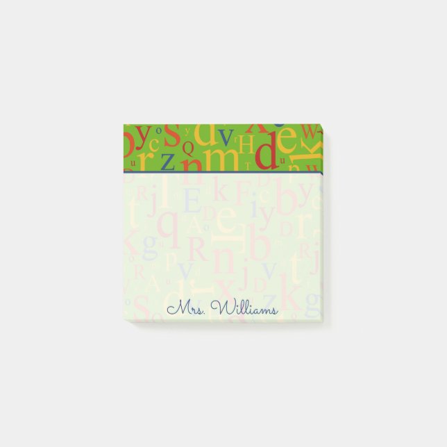 Your Text | Colourful Alphabet Post-it Notes (Front)