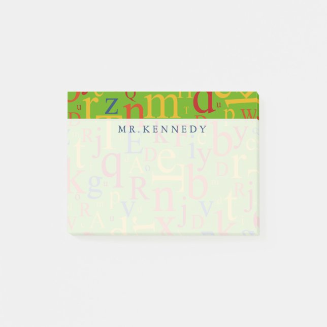 Your Text | Colourful Alphabet Post-it Notes (Front)