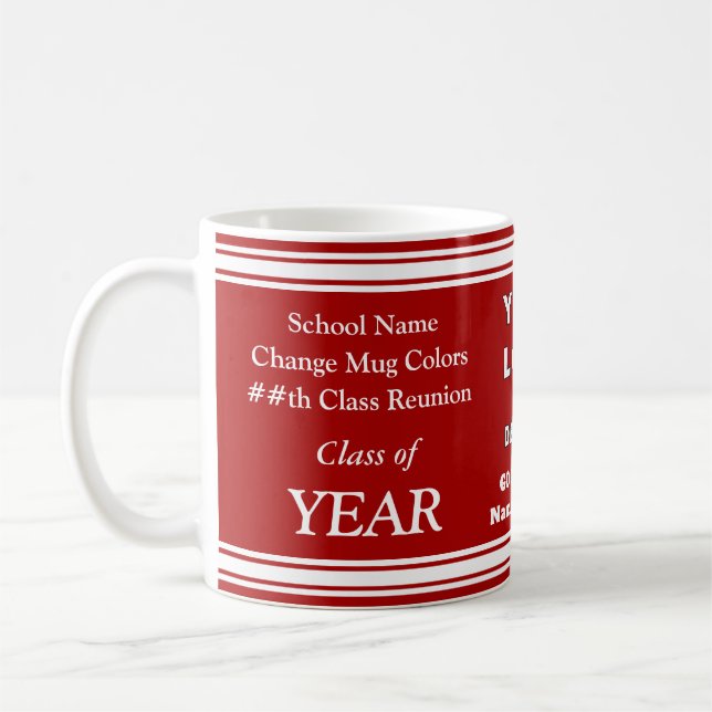 Your Text, Colours, Logo, Class Reunion Gifts, Coffee Mug (Left)