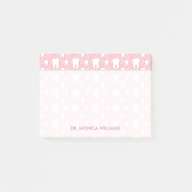 Your Text | Cute Pink Teeth Post-it Notes (Front)