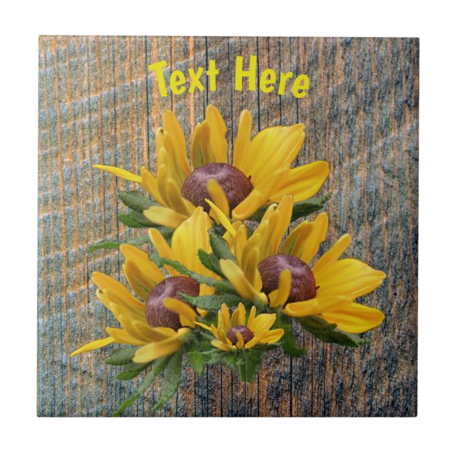 Your Text Daisy Flower Personalised      Ceramic Tile (Front)