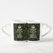Your Text Digital Camouflage Olive Green Keep Calm Coffee Mug Set (Back Nesting)