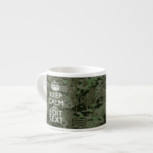 Your Text Digital Camouflage Olive Green Keep Calm Espresso Cup