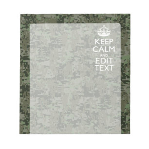 Your Text Digital Camouflage Olive Green Keep Calm Notepad