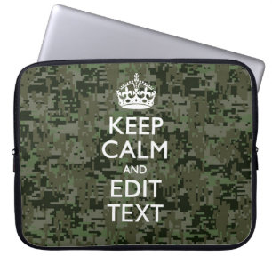 Your Text Digital Camouflage Woodland Keep Calm Laptop Sleeve
