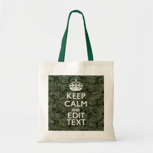 Your Text Digital Camouflage Woodland Keep Calm Tote Bag