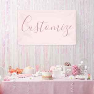 Your Text   Elegant Script & Soft Blush Pink Banner