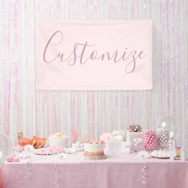 Your Text | Elegant Script & Soft Blush Pink Banner (Party)