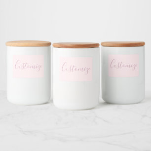 Your Text   Elegant Script & Soft Blush Pink Food Label