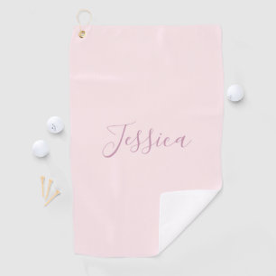 Your Text   Elegant Script & Soft Blush Pink Golf Towel