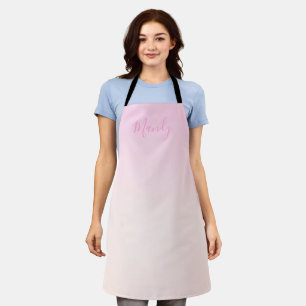 Your Text   Elegant Script & Soft Blush Pink Ombre Apron