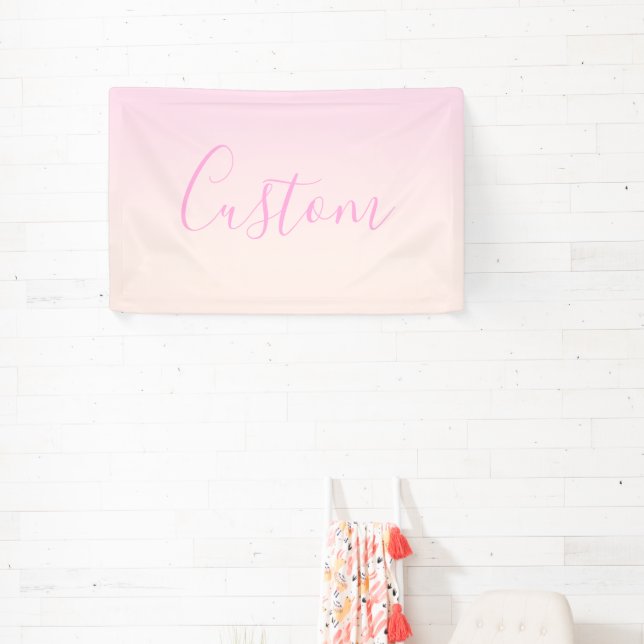 Your Text | Elegant Script & Soft Blush Pink Ombre Banner (Insitu)