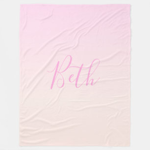Your Text   Elegant Script & Soft Blush Pink Ombre Fleece Blanket