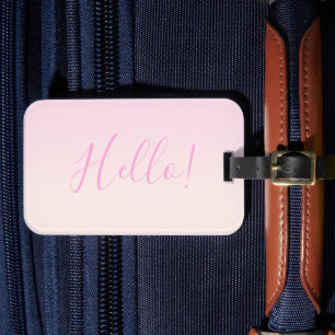 Your Text   Elegant Script & Soft Blush Pink Ombre Luggage Tag