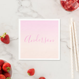 Your Text   Elegant Script & Soft Blush Pink Ombre Napkin