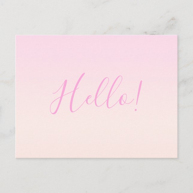 Your Text | Elegant Script & Soft Blush Pink Ombre Postcard (Front)