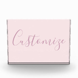 Your Text Elegant Script & Soft Blush Pink Photo Block