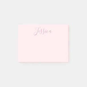 Your Text   Elegant Script & Soft Blush Pink Post-it Notes