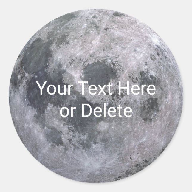 Your Text/Font Beautiful Full Moon Solar System Classic Round Sticker (Front)