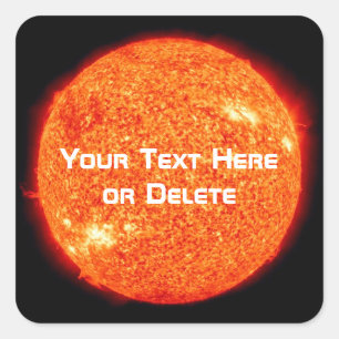 Your Text/Font Fiery Bright Orange Sun Solar Flare Square Sticker