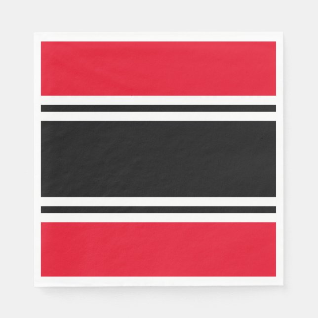 YOUR TEXT Fun Black White Racing Stripes On Red Napkin (Front)