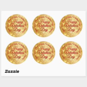 Your TEXT Gold Valentines Day Message Classic Round Sticker