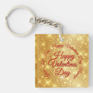 Your TEXT Gold Valentines Day Message Key Ring