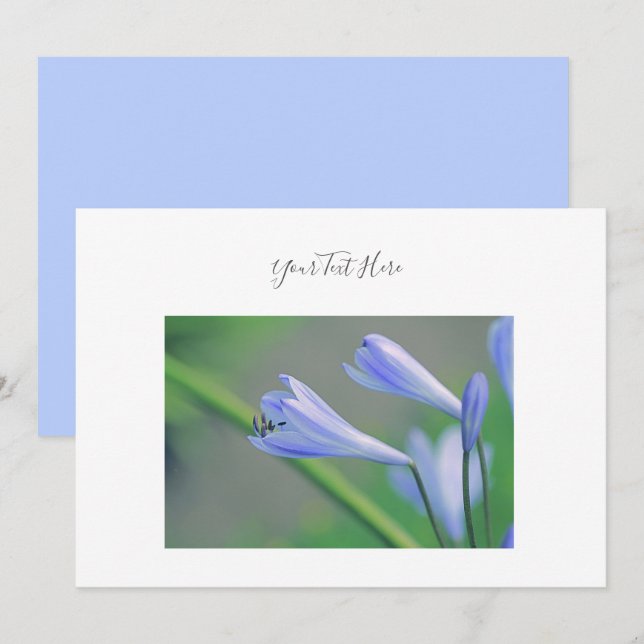 Your Text Gorgeous Blue Flowers Invitation (Front/Back)
