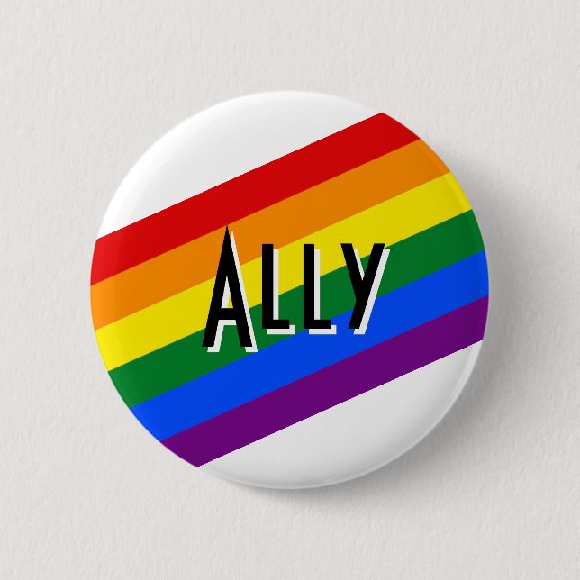 your text here ally rainbow pride button pin badge (Front)