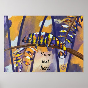 Your text here on Purple Orange Chameleon Poster
