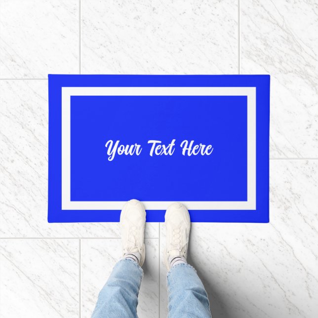 Your Text Here Script Modern Doormat Blue (Indoor)