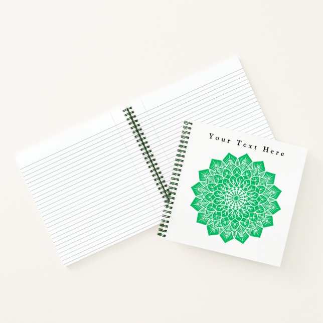 Your Text Here Text and Image Custom Green Spiral  Notebook (Inside)