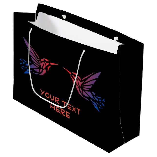 Your Text Here Text Custom Left Right Image  Large Gift Bag (Front Angled)