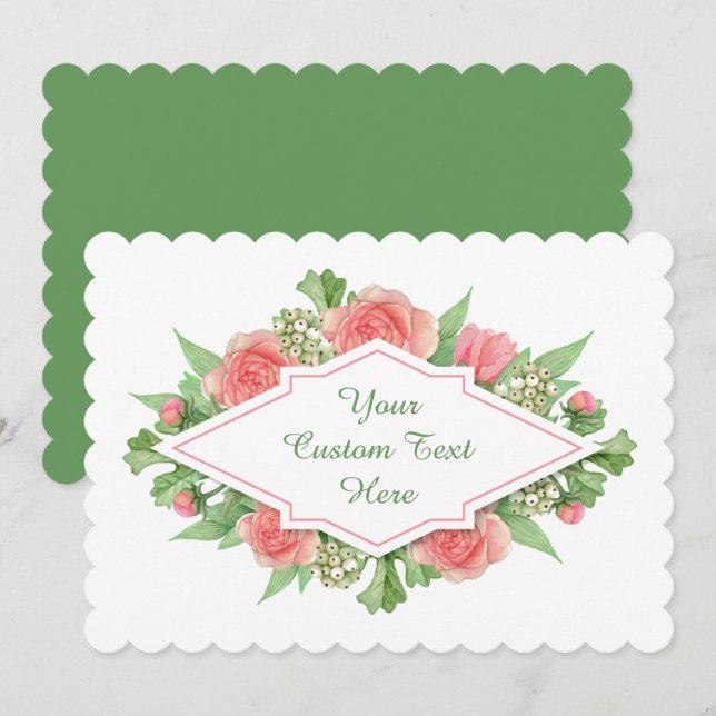 Your Text in a Flower Frame custom invitations (Front/Back)