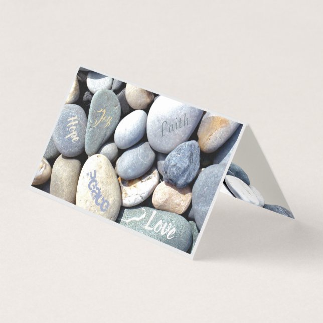 Your Text Joy Hope Peace Faith Love Pebbles (Front)