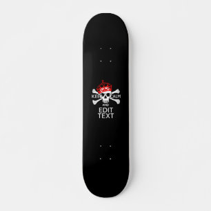 Your Text Keep Calm Red Crown Crossbones Skull Skateboard