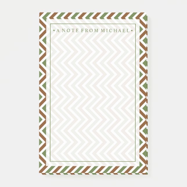 Your Text | Khaki Chevron Post-it Notes (Front)