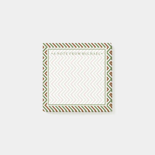 Your Text | Khaki Chevron Post-it Notes (Front)