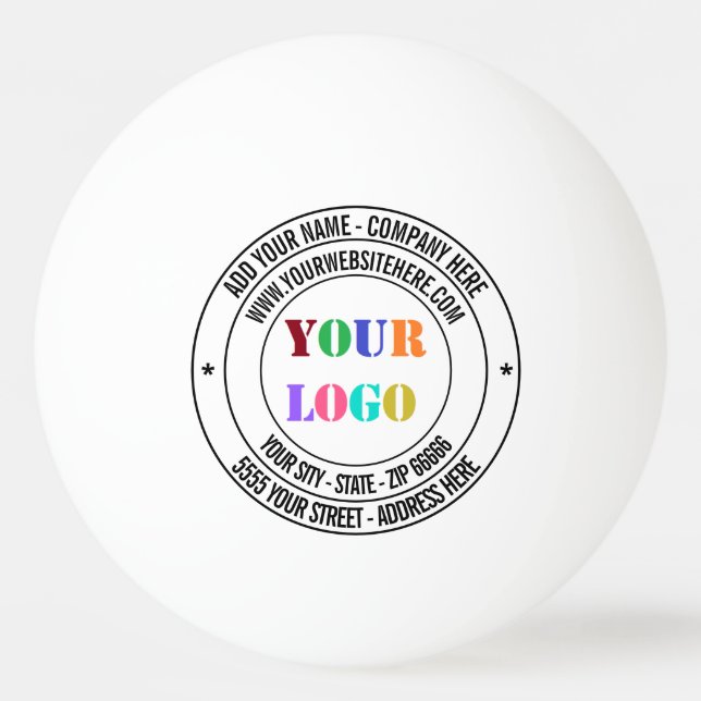 Your Text Logo Name Address Website Ping Pong Ball (Front)