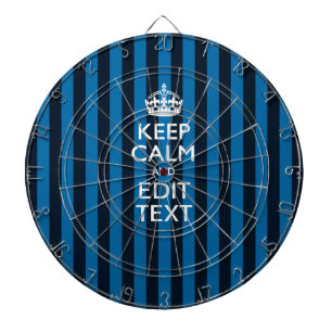 Your Text on Keep Calm Blue Stripes Style Dartboard