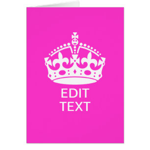 Your Text on Keep Calm Crown Hot Pink