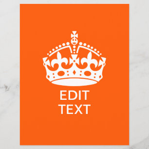 Your Text on Keep Calm Crown Orange Flyer