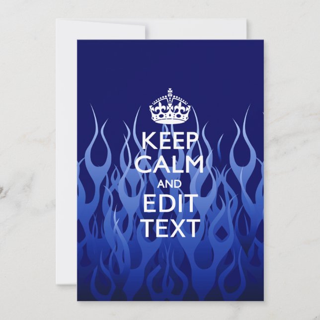 Your Text on Keep Calm on Blue Racing Flames (Front)