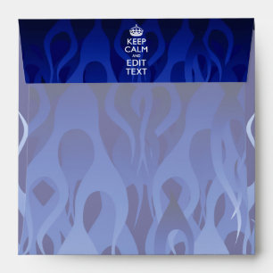 Your Text on Keep Calm on Blue Racing Flames Envelope