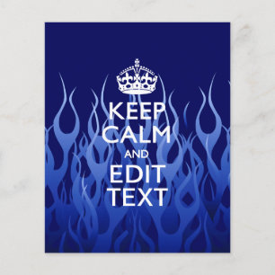 Your Text on Keep Calm on Blue Racing Flames Flyer