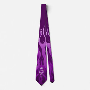 Your Text on Keep Calm on Purple Racing Flames Tie