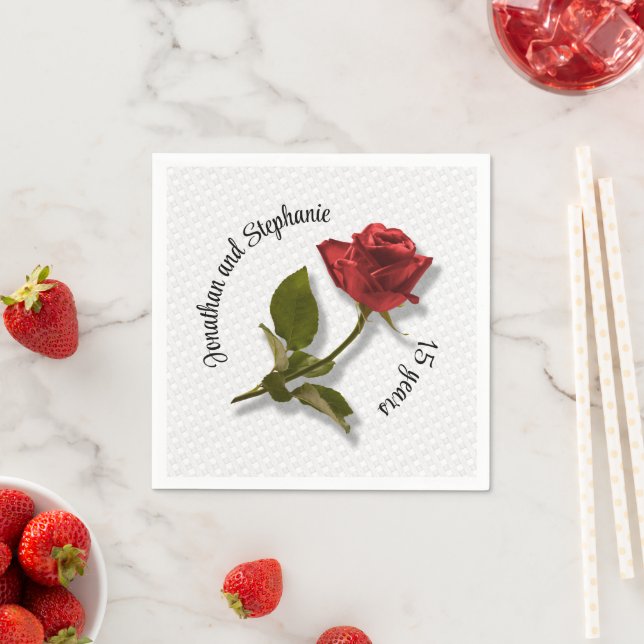 Your Text - One Red Rose  - Floral Photography Napkin (Insitu)