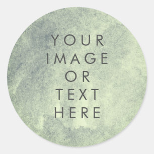 Your text or logo watercolour soft green classic round sticker