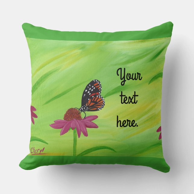 Your text, or No text Monarch Butterfly Pillows (Front)
