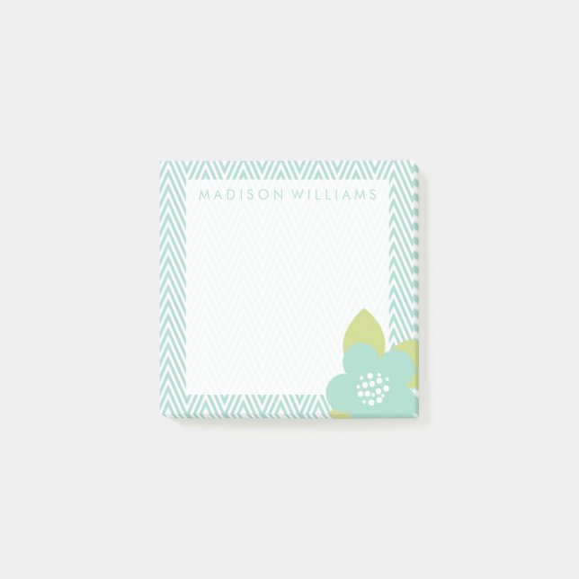 Your Text | Pastel Floral Chevron Post-it Notes (Front)
